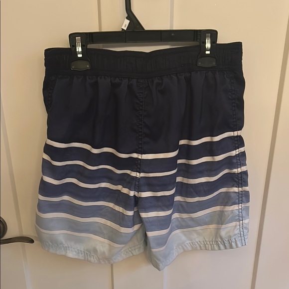 H&M Blue and White Nautical Swim Trunks with Drawstring - Picture 3 of 5